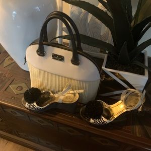 Kate Spade Straw Leather Wedge Sandal Size 8